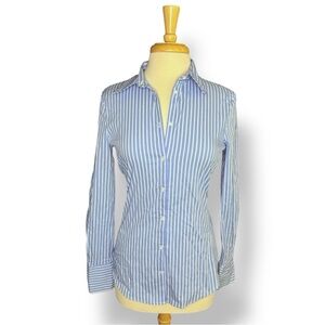 Zara Light Blue and White Striped Shirt
